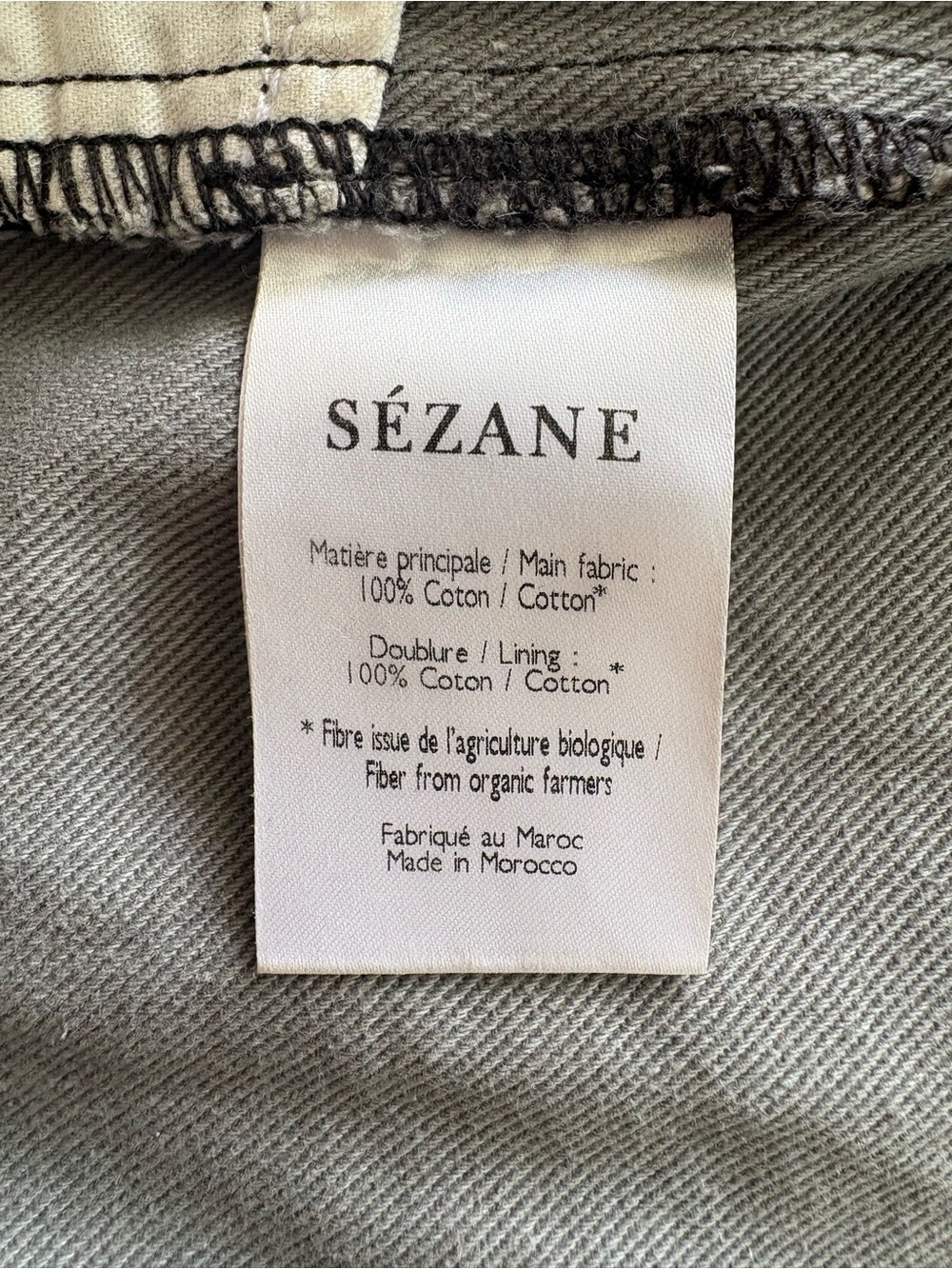 Sézane Timéo Denim Trousers Grey Leopard Print Tapered High-Rise Sz 6/38 - Picture 7 of 8